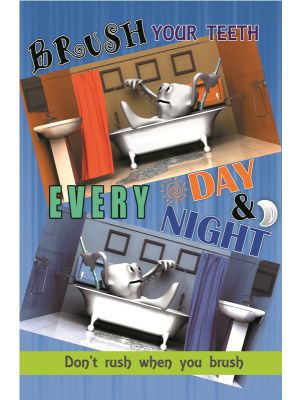 Poster English Brush Your Teeth Every Day & Night - 001